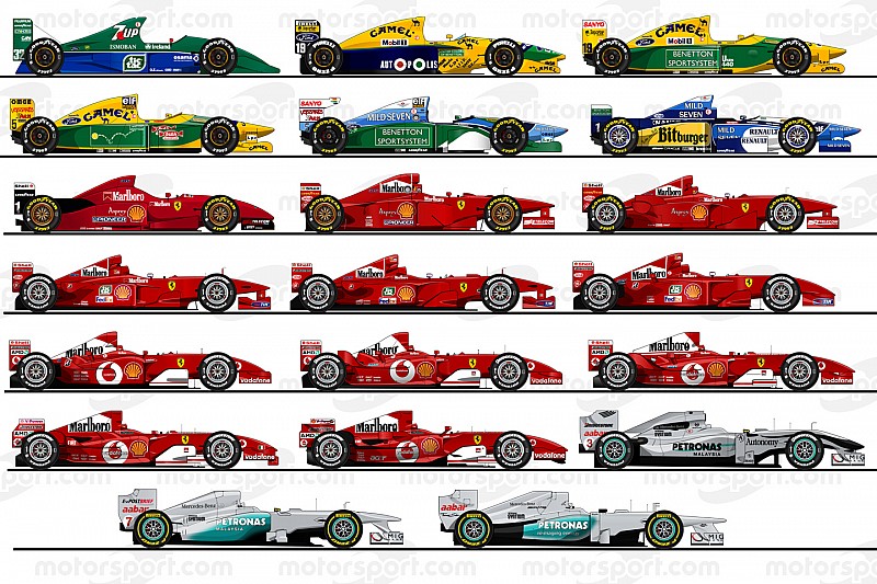 Los 20 autos de Michael Schumacher en la F1