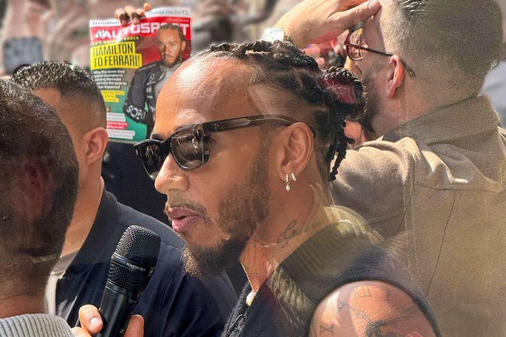 Lewis Hamilton, Ferrari at opening of Fanatics store in London