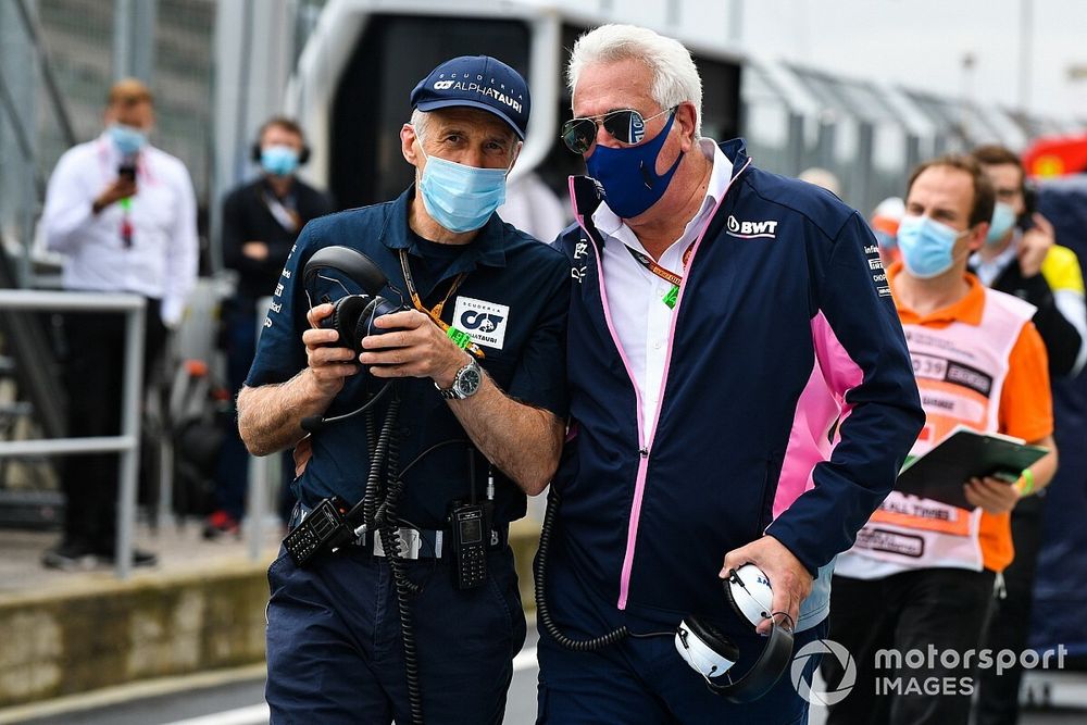 Lawrence Stroll Dueño de Racing Point y Franz Tost, Director de Equipo, AlphaTauri 
