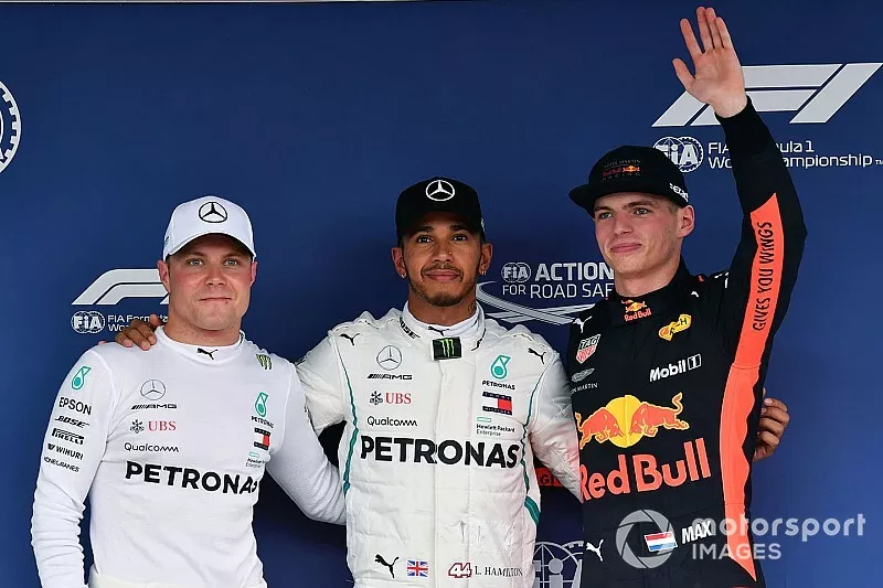 Valtteri Bottas, Mercedes AMG F1, Lewis Hamilton, Mercedes AMG F1 y Max Verstappen, Red Bull Racing