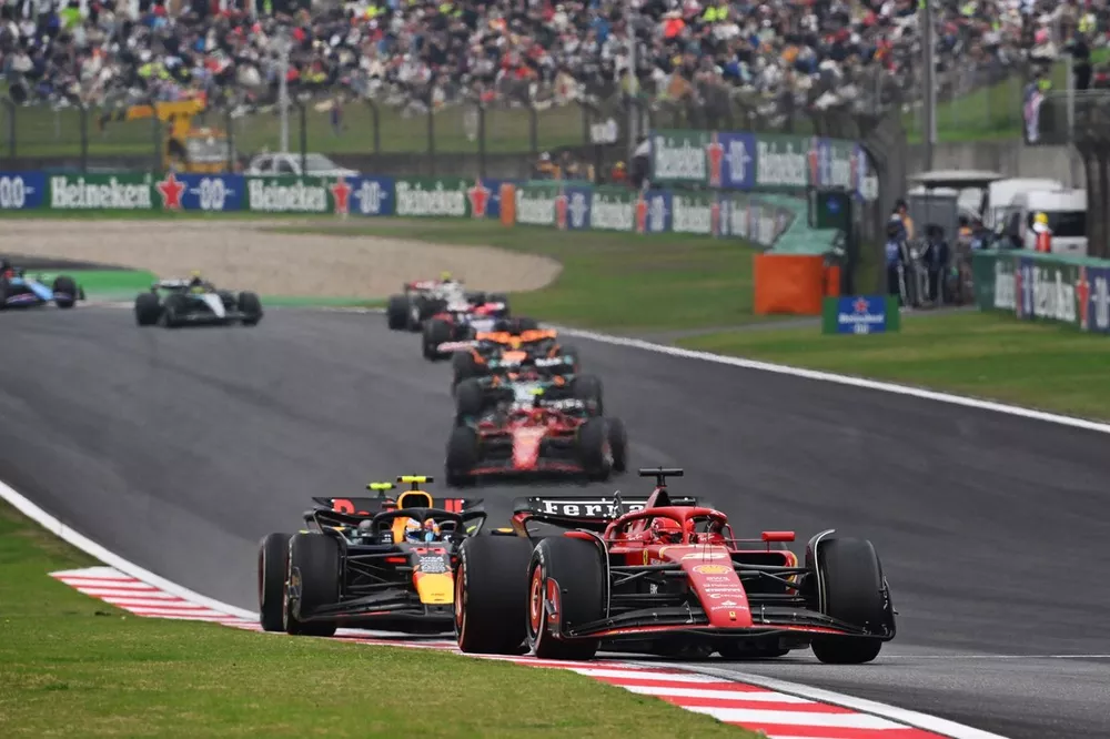 Charles Leclerc, Ferrari SF-24, Sergio Perez, Red Bull Racing RB20, Lando Norris, McLaren MCL38
