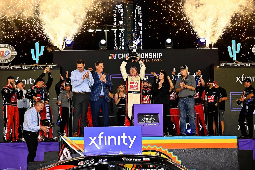 Cole Custer, Stewart-Haas Racing, Haas Automation Ford Mustang wins. 