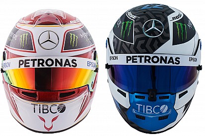 A Hamilton-Bottas duó 2019-es sisakja és szerelése a Mercedesnél
