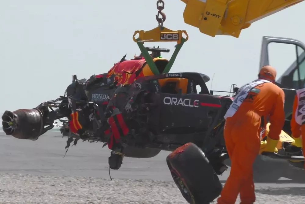 Voiture accident&eacute;e de Max Verstappen