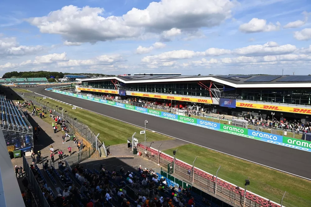 A scenic view of Silverstone from the pit straight grandstand