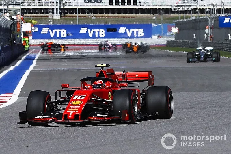 Charles Leclerc, Ferrari SF90, leads Lewis Hamilton, Mercedes AMG F1 W10