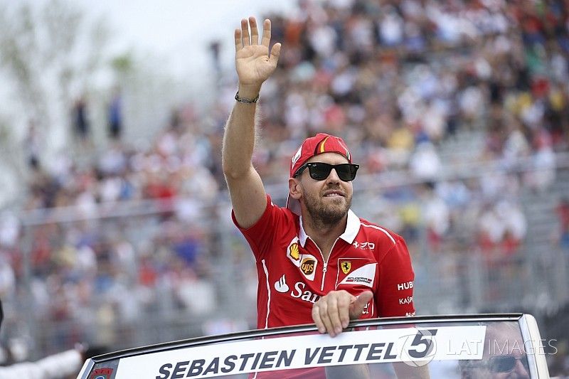 Sebastian Vettel, Ferrari, in the drivers parade