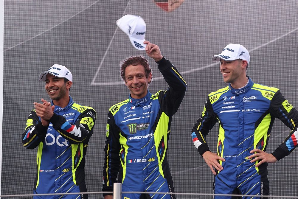 Podium LMGT3: #46 Team WRT BMW M4 LMGT3: Ahmad Al Harthy, Valentino Rossi, Kelvin Van Der Linde