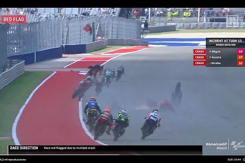El fuerte accidente en Moto3 que detuvo la carrera en Austin