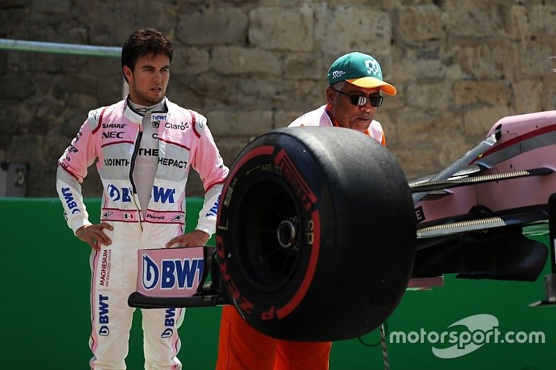 Sergio Pérez, Sahara Force India VJM10 choca en la PL1