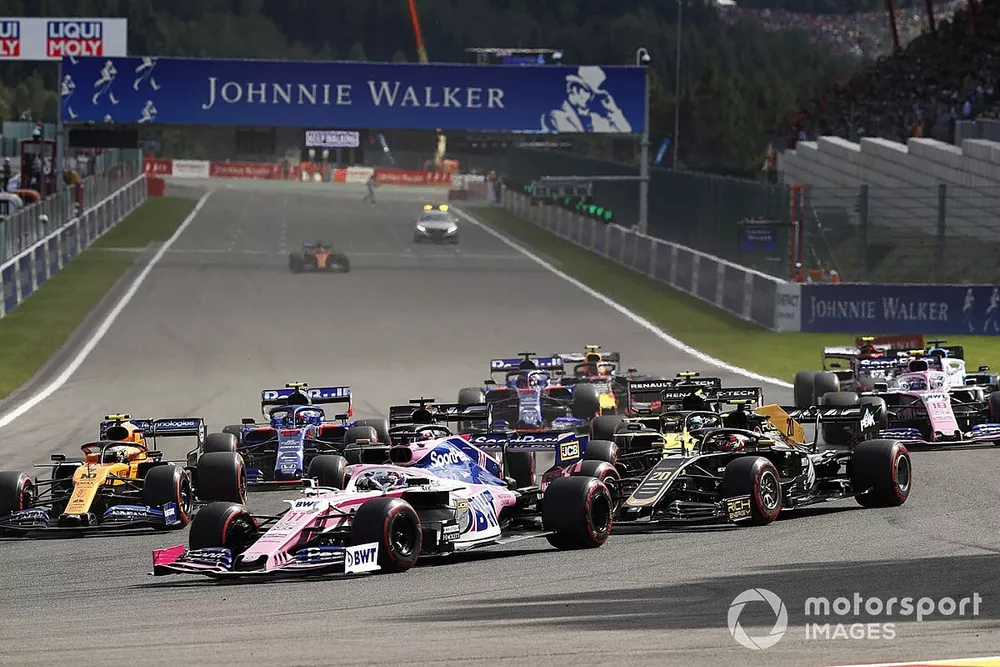 Sergio Perez, Racing Point RP19, Kevin Magnussen, Haas F1 Team VF-19, Lando Norris, McLaren MCL34, Romain Grosjean, Haas F1 Team VF-19, Daniel Ricciardo, Renault F1 Team R.S.19