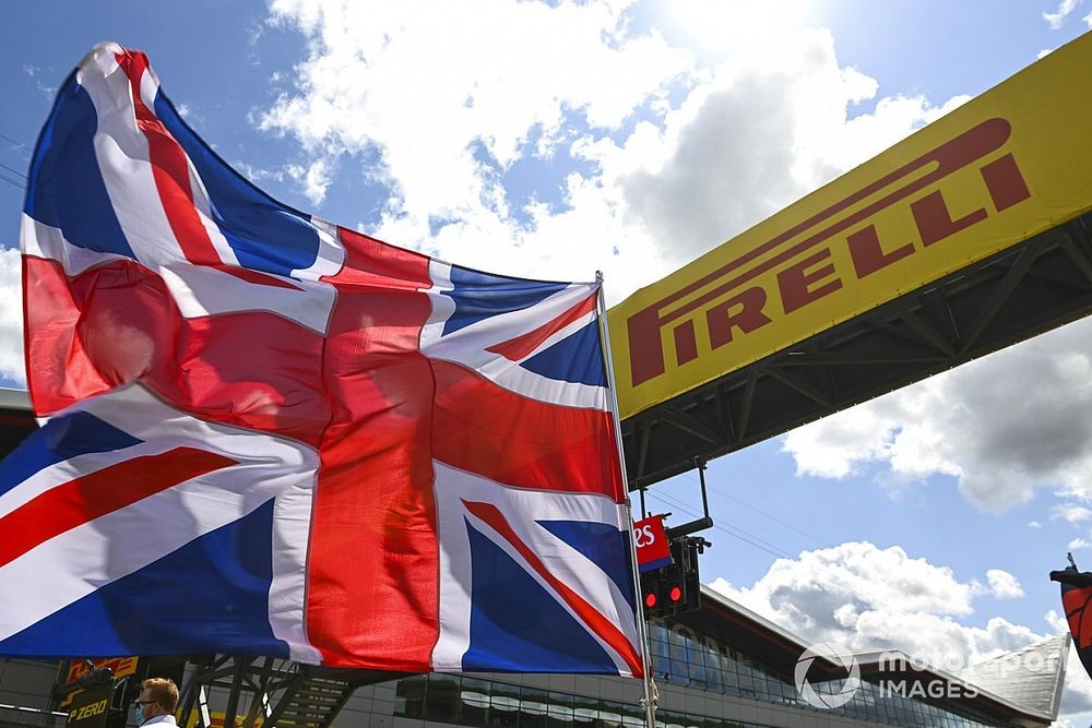 Union flag flies on the grid prior to the start