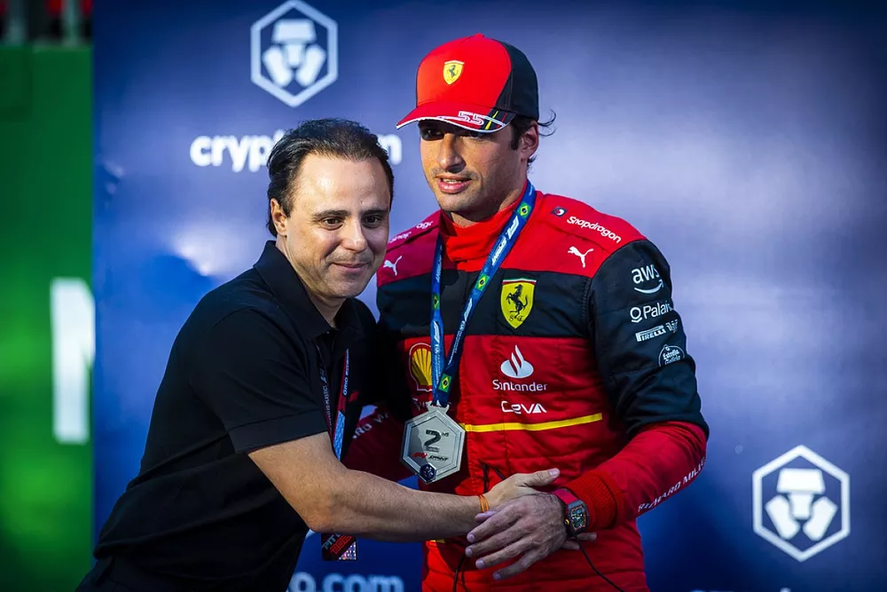 Carlos Sainz, Ferrari, 2nd position, with Felipe Massa after the Sprint