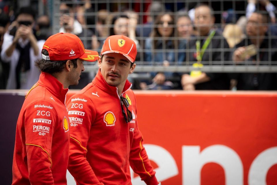 Carlos Sainz, Scuderia Ferrari, Charles Leclerc, Scuderia Ferrari, during the driver presentation