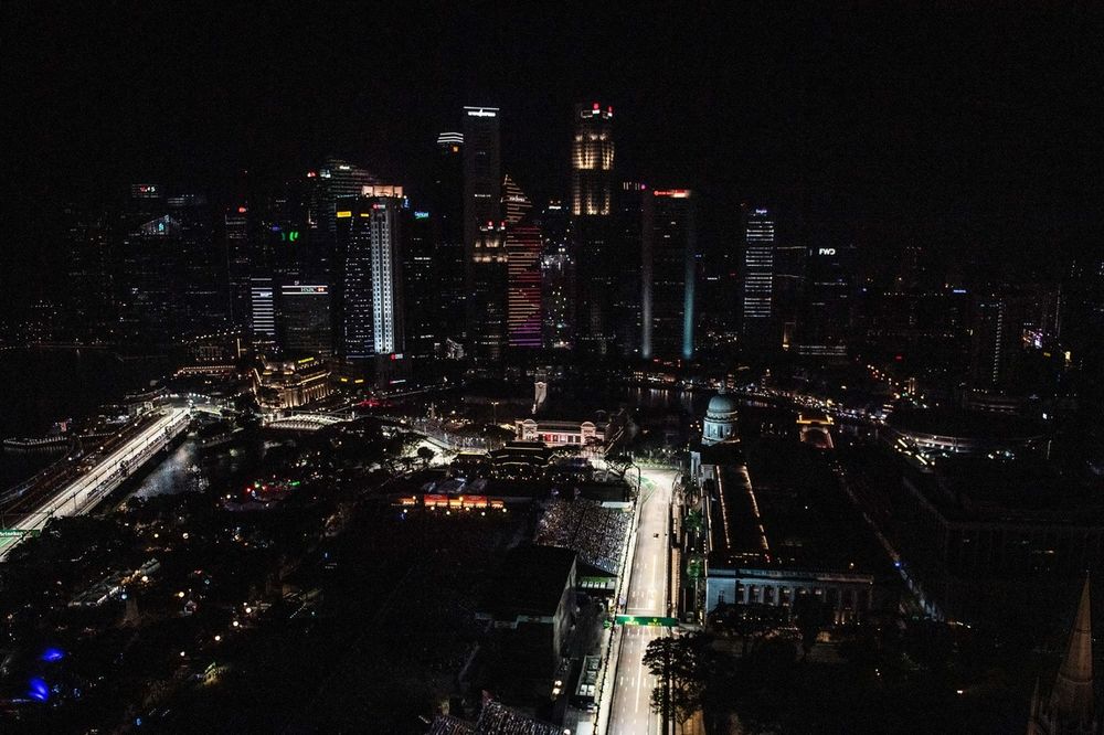 The action as seen from the Singapore Flyer