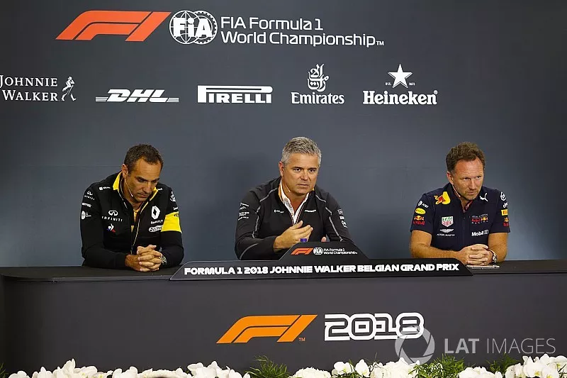 Cyril Abiteboul, Managing Director, Renault Sport F1 Team, Gil de Ferrarn, Sporting Director, McLaren, and Christian Horner, Team Principal, Red Bull Racing, in a Press Conference
