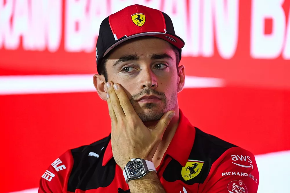 Charles Leclerc, Scuderia Ferrari, en la rueda de prensa de pilotos