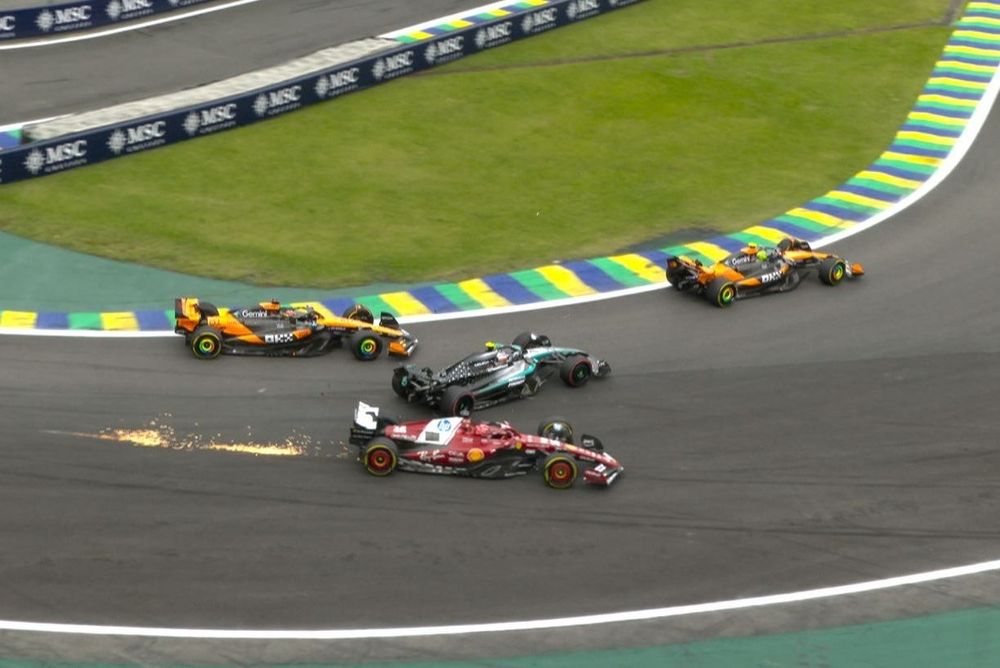 Oscar Piastri, Charles Leclerc y Andrea Kimi Antonelli