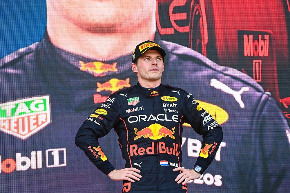 Max Verstappen, Red Bull Racing, 1st position, on the podium
