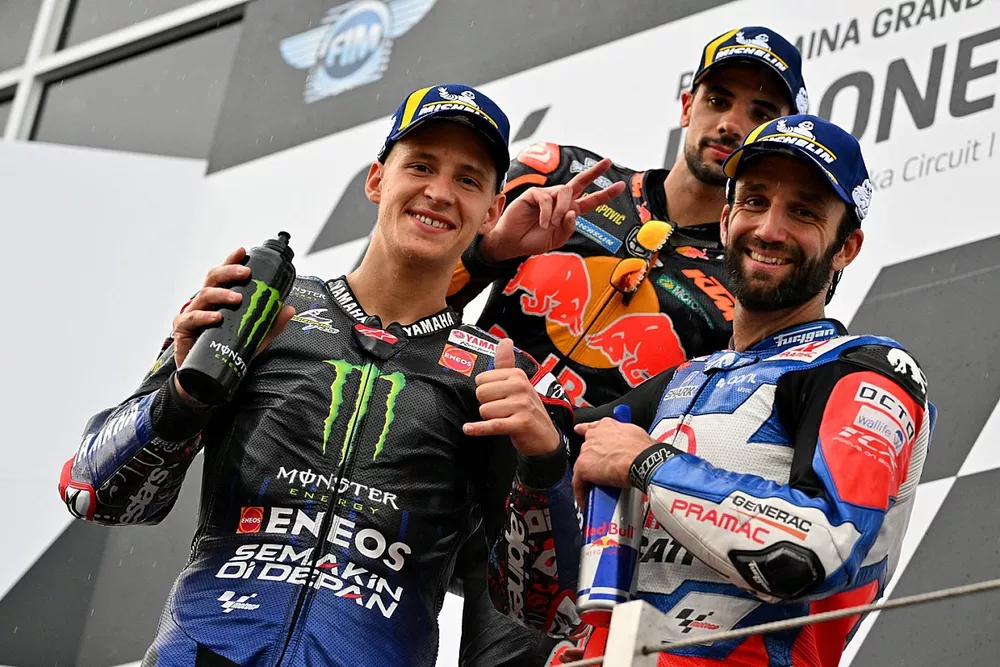Podium : Miguel Oliveira, Red Bull KTM Factory Racing, Fabio Quartararo, Yamaha Factory Racing, Johann Zarco, Pramac Racing 