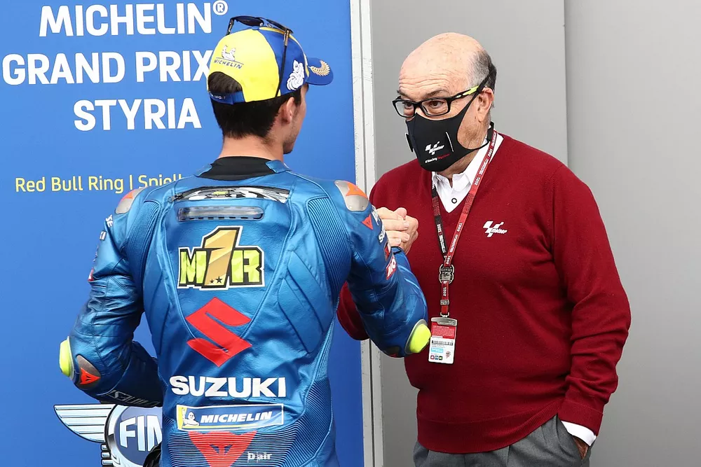 Joan Mir, Team Suzuki MotoGP Carmelo Ezpeleta, CEO Dorna Sports