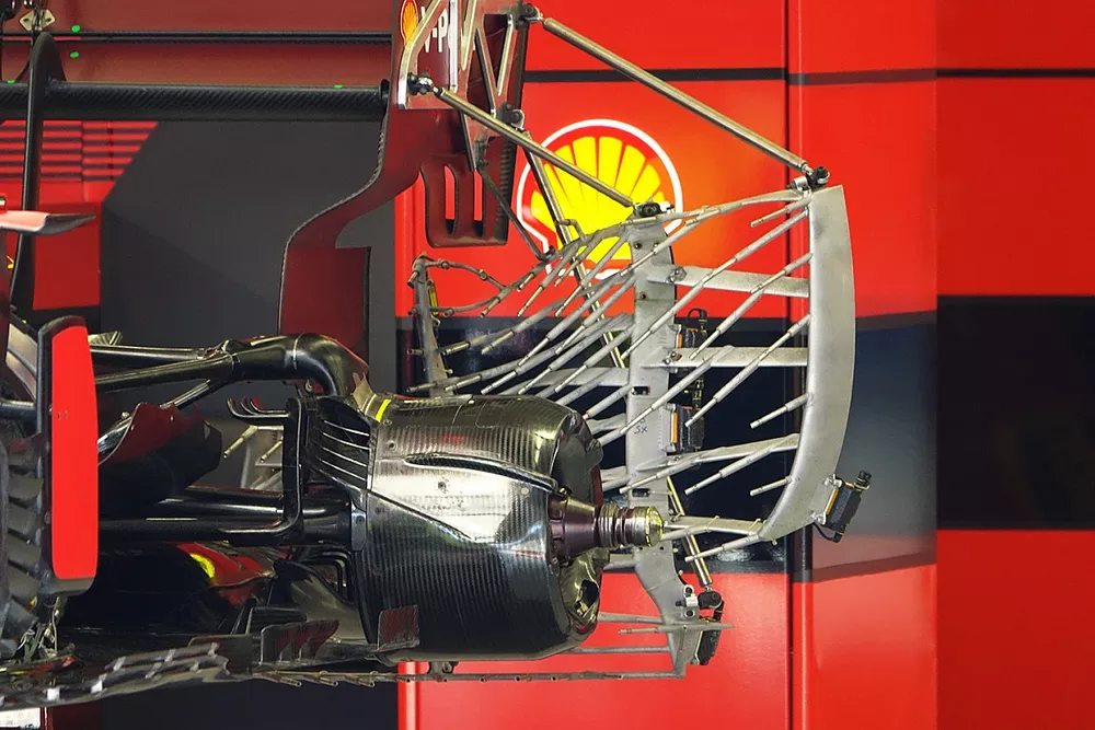Ferrari SF21 rear brake drum and sensor details