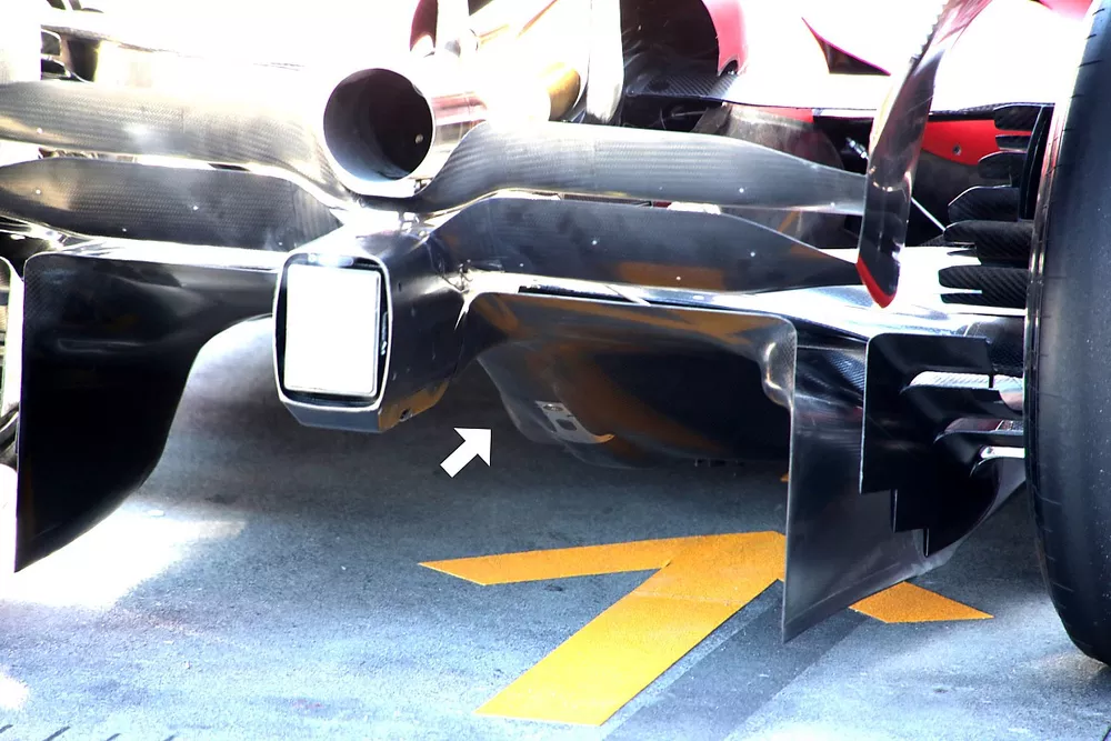 Detalle del difusor del Ferrari F1-75, GP de Australia