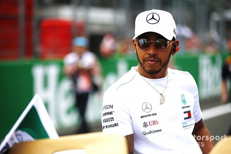 Lewis Hamilton, Mercedes AMG F1, in the drivers parade