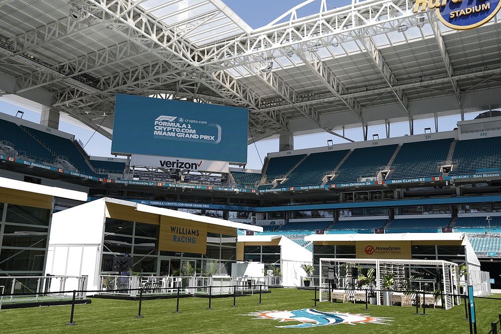 A view of the paddock in the Hard Rock stadium