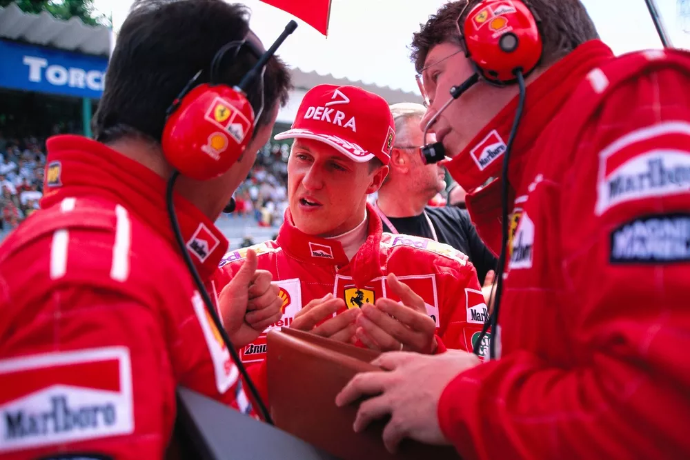 Michael Schumacher, Ferrari con Francesco Barletta y Ross Brawn