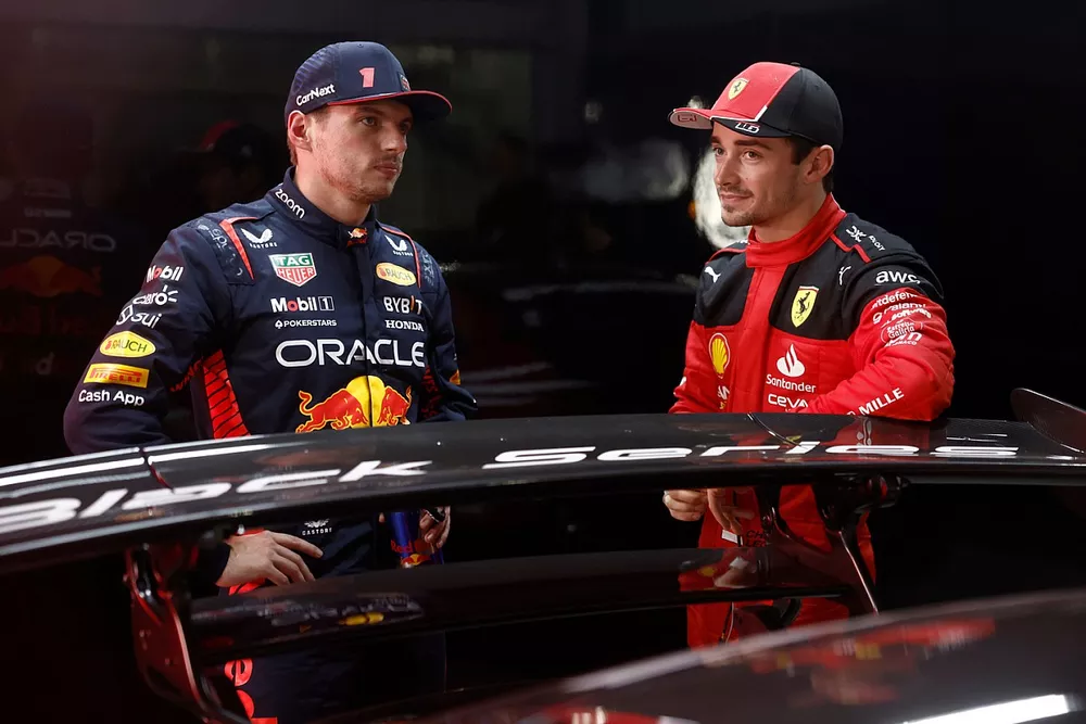 Pole adamı Max Verstappen, Red Bull Racing, Charles Leclerc, Scuderia Ferrari, Sıralama Sonrası Konuşma