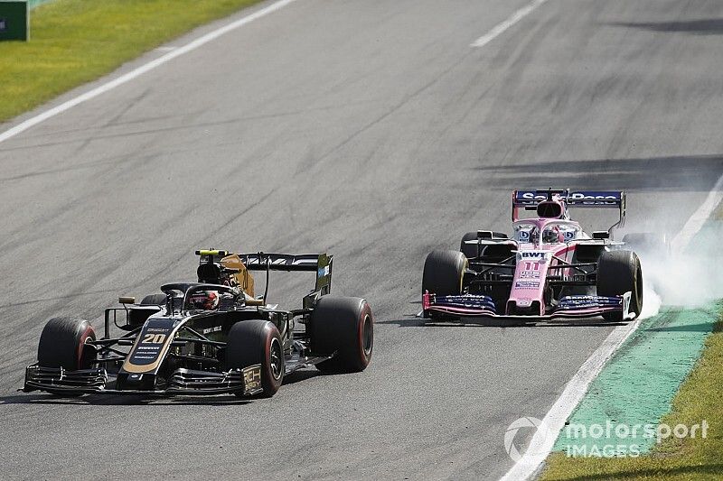 Kevin Magnussen, Haas F1 Team VF-19, Sergio P&eacute;rez, Racing Point RP19