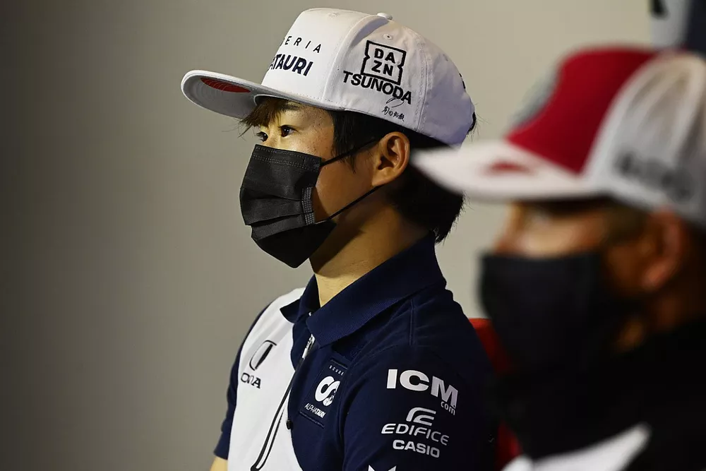 Yuki Tsunoda, AlphaTauri, in the press conference