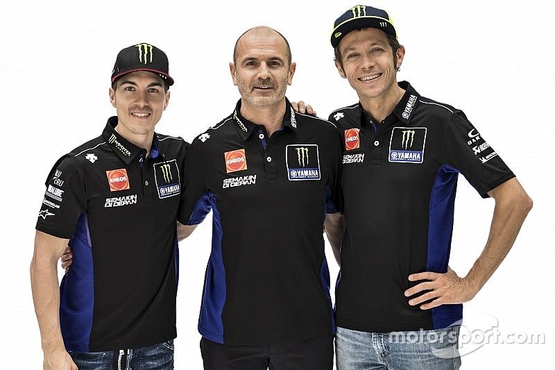 Valentino Rossi, Yamaha Factory Racing, Maverick Vinales, Yamaha Factory Racing, Maio Meregalli, team manager Yamaha Factory Racing 