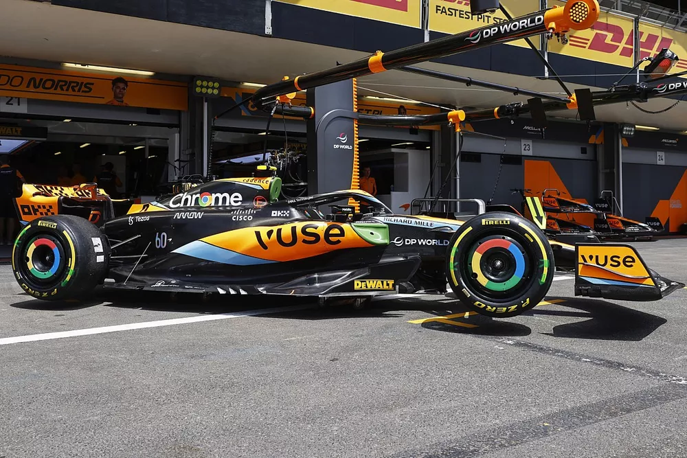The car of Lando Norris, McLaren MCL60, in the pitlane
