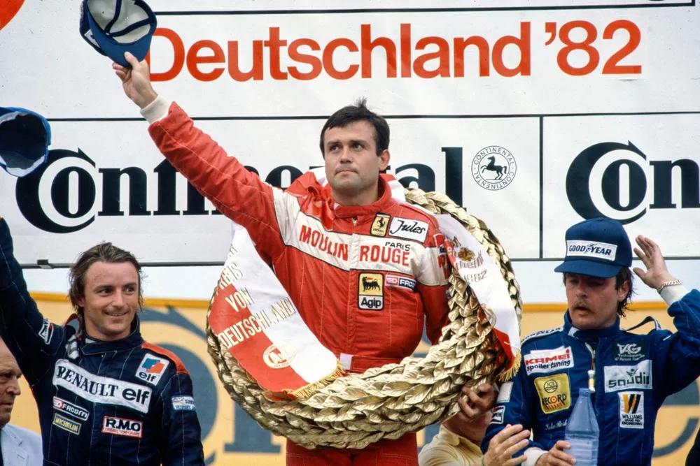 Podium : 1er Patrick Tambay, Ferrari, 2e Ren&eacute; Arnoux, Renault, 3e Keke Rosberg, Williams
