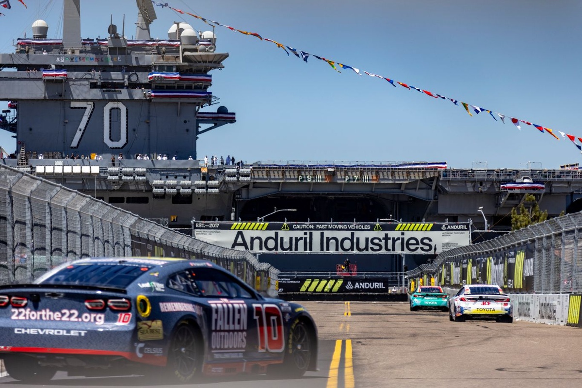 NASCAR put its San Diego TV booth on an aircraft carrier