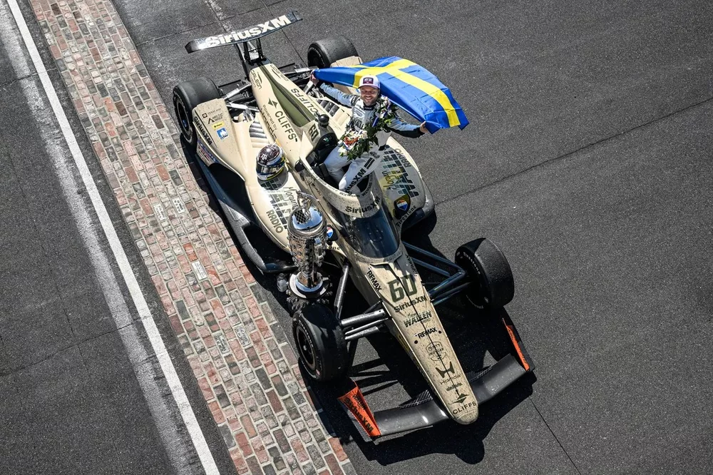 Felix Rosenqvist, Meyer Shank Racing w/ Curb Agajanian HondaINDIANAPOLIS, INDIANA - MAY 25: #60: Felix Rosenqvist, Meyer Shank Racing w/Curb Agajanian Honda during the NTT INDYCAR Series The 110th Running of the Indianapolis 500 - Champion's Portraits on May 25, 2026 in Indianapolis, Indiana. (Photo by Geoff Miller/Lumen via Getty Images)