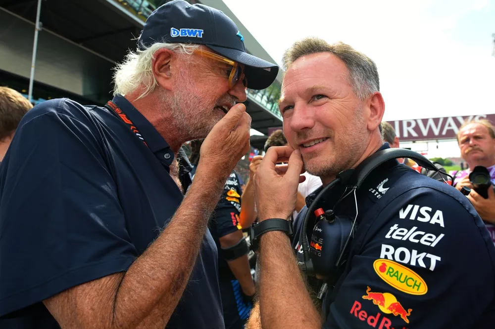 Flavio Briatore avec Christian Horner, Team Principal, Red Bull Racing