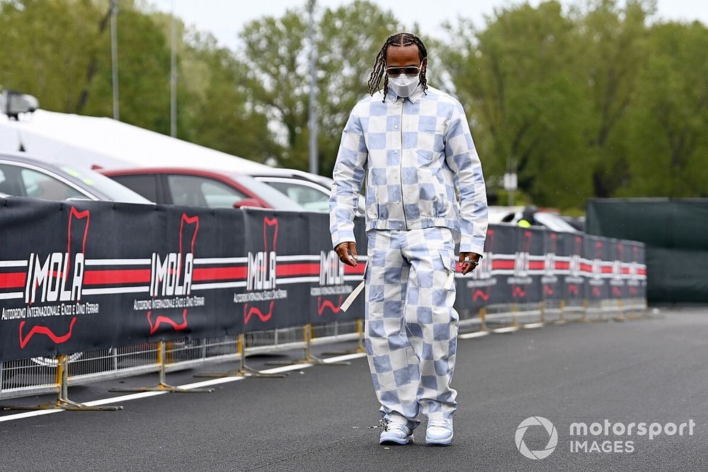 Lewis Hamilton, Mercedes, arrives at the track