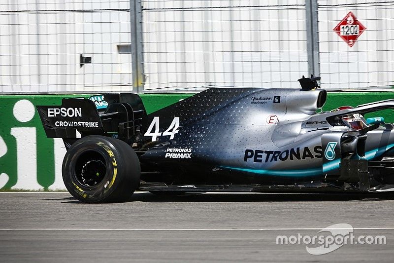 Damaged rear tyre of Lewis Hamilton, Mercedes AMG F1 W10 after hitting the wall