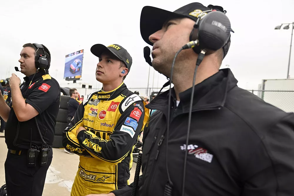 Christopher Bell, Joe Gibbs Racing, DeWalt Toyota Camry and Adam Stevens, Joe Gibbs Racing, Toyota Camry