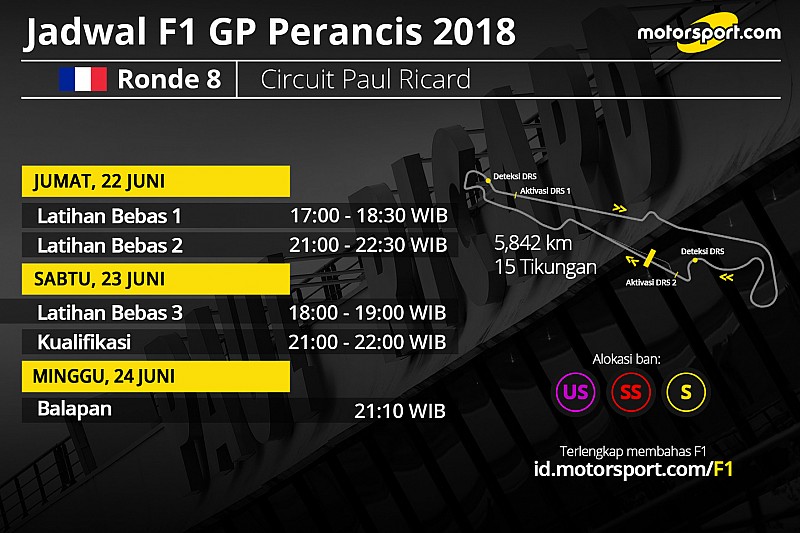 Jadwal lengkap F1 GP Perancis 2018