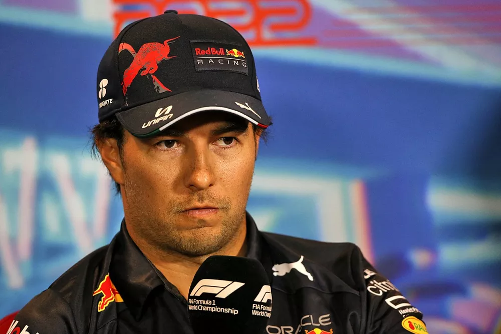 Sergio Perez, Red Bull Racing, in the drivers Press Conference