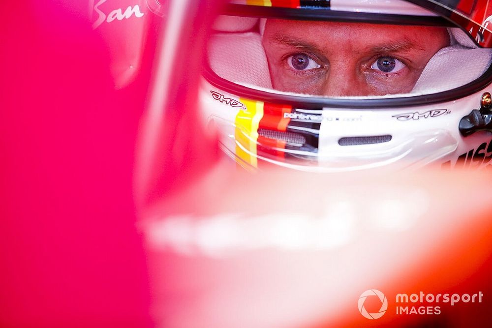 Sebastien Vettel, Ferrari SF1000 in the garage