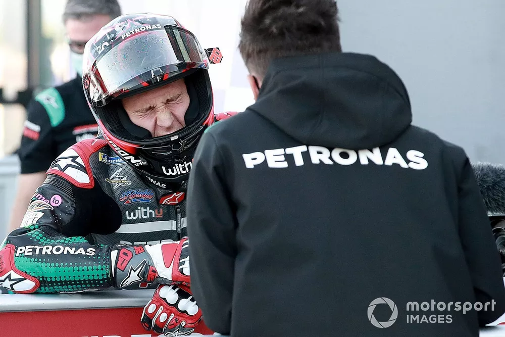 Polesitter Fabio Quartararo, Petronas Yamaha SRT, in pain from hip injury