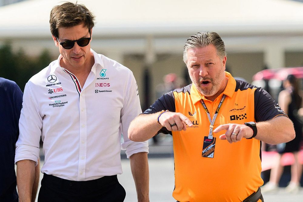 Toto Wolff, Team Principal and CEO, Mercedes AMG, Zak Brown, CEO, McLaren Racing