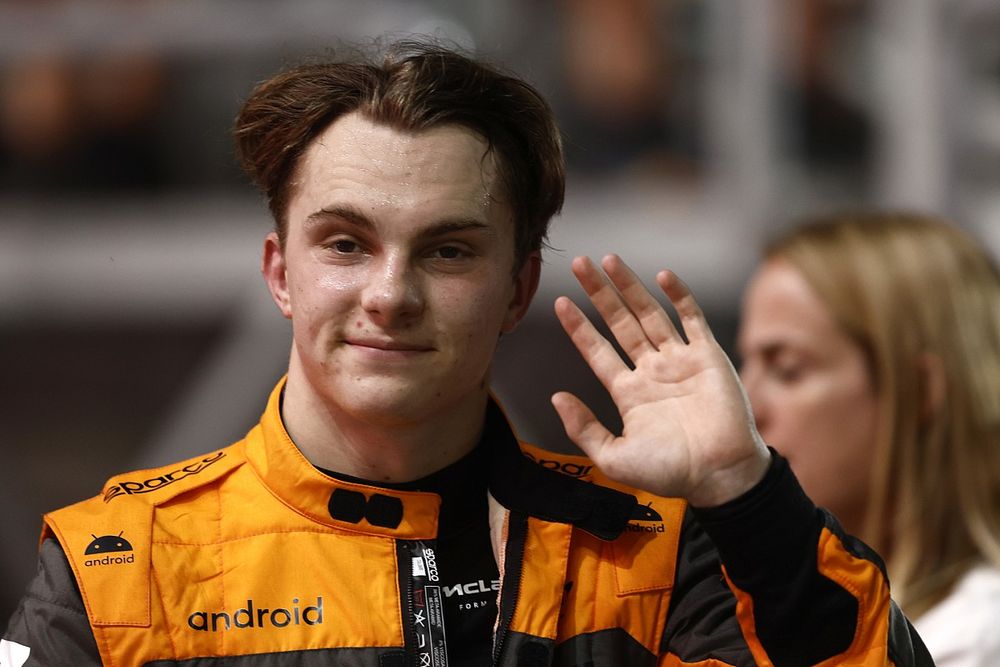 Oscar Piastri, McLaren, in Parc Ferme after Qualifying