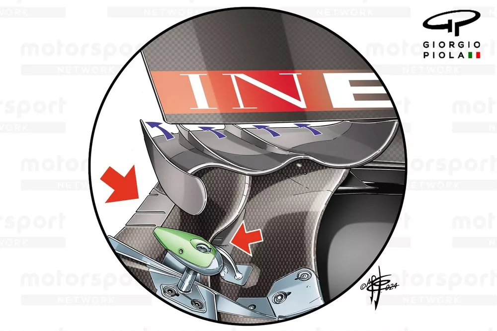 Dettaglio dell'ala anteriore Mercedes