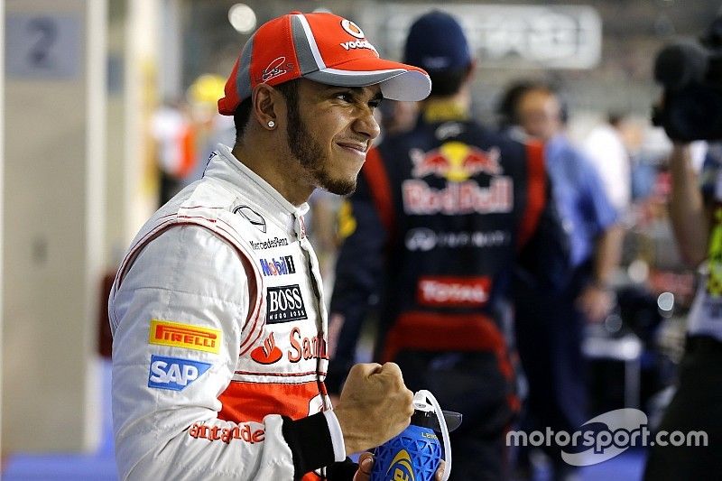 Lewis Hamilton, McLaren celebrates claiming pole position